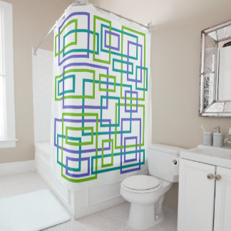 Modern Interlock Geometric Shower Curtain