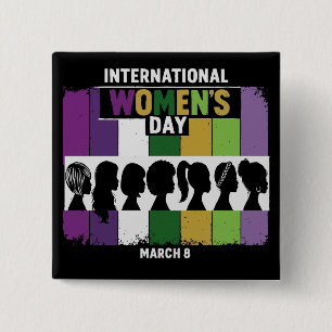 Modern International Women's Day Diverse Women 15 Cm Square Badge