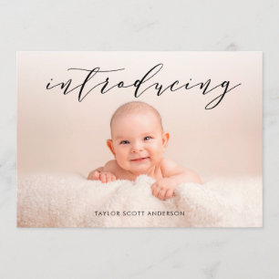 Modern Introducing Baby Photo Birth Announcement