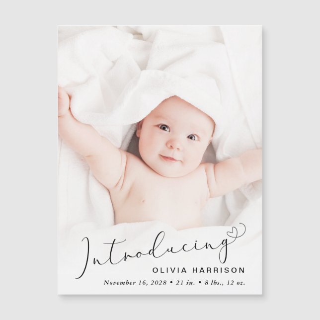 Modern Introducing Baby Photo Birth Announcement (Front)