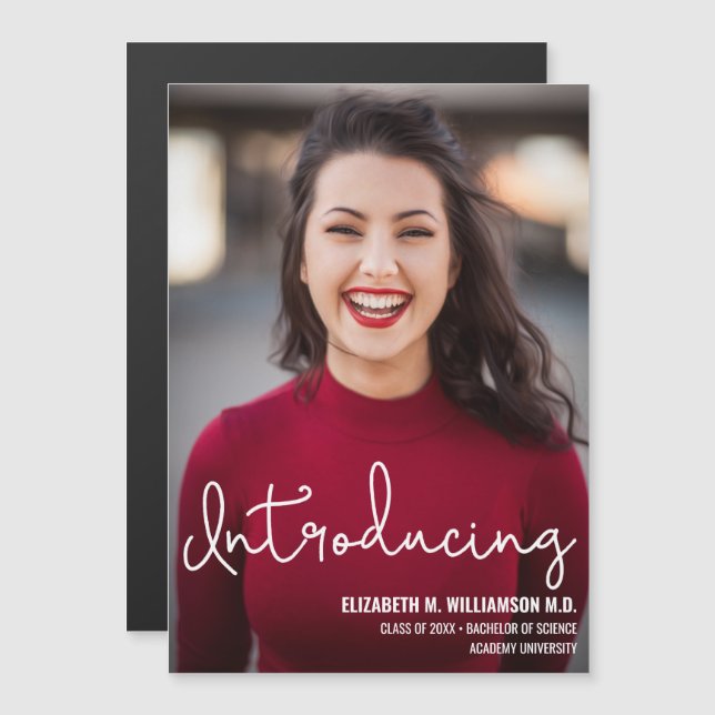 Modern Introducing Doctor Graduate Magnetic Invitation (Front/Back)