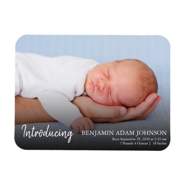 Modern Introducing Newborn Photo Birth Announce Magnet (Horizontal)