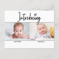 Modern Introducing Script Twins boy and Girl