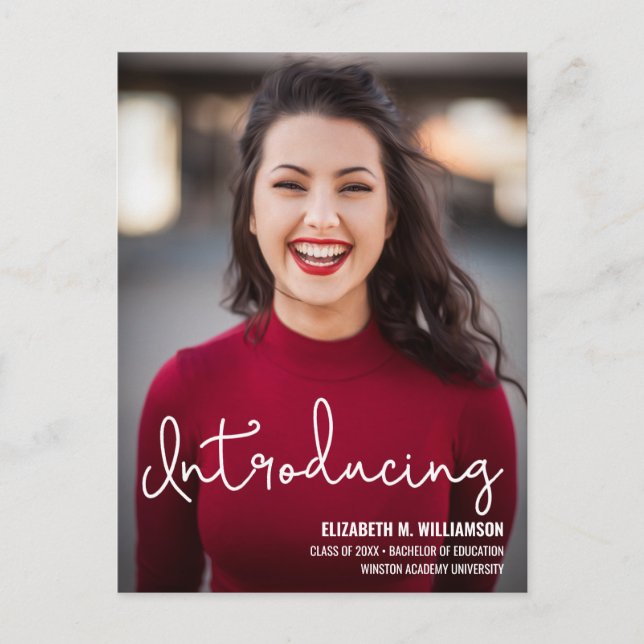 Modern Introducing Teacher Custom Photo Announcement Postcard (Front)