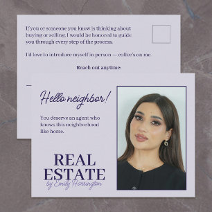 Modern Introduction Lavender Real Estate Agent Postcard
