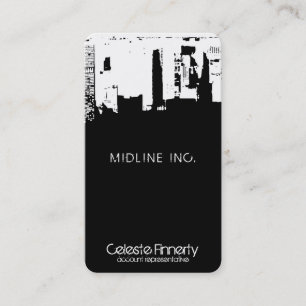 Modern Inverted Downtown City Skyline Business Card