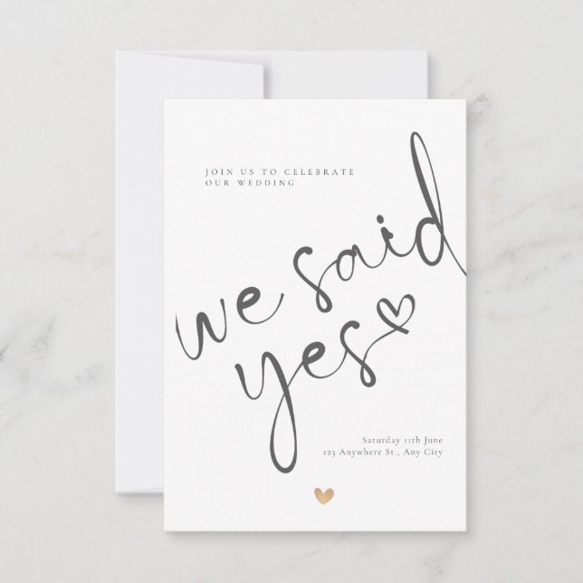 modern invitations wedding we said yes simple  (Front)