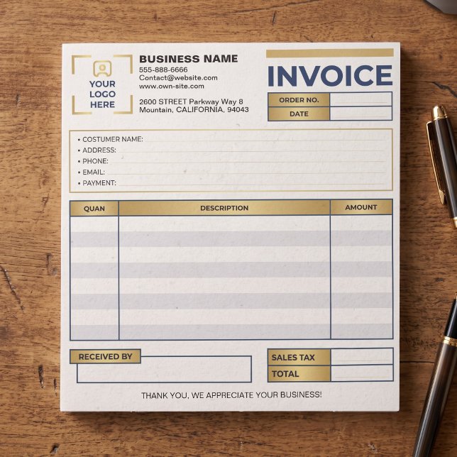 Modern Invoice (Business Sales Forms) Company Logo Notepad (custom small business invoice sales receipt)