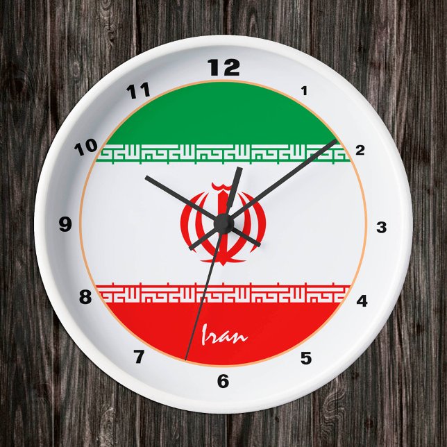 Modern Iranian Flag & Iran decor / design Round Clock (Creator Uploaded)