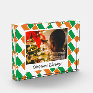 Modern IRELAND FLAG Christmas Keepsake Photo Block