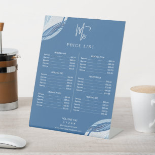 Modern Iridescent Blue Gradient Price List Pedestal Sign