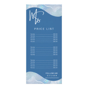 Modern Iridescent Blue Gradient Price List Rack Card
