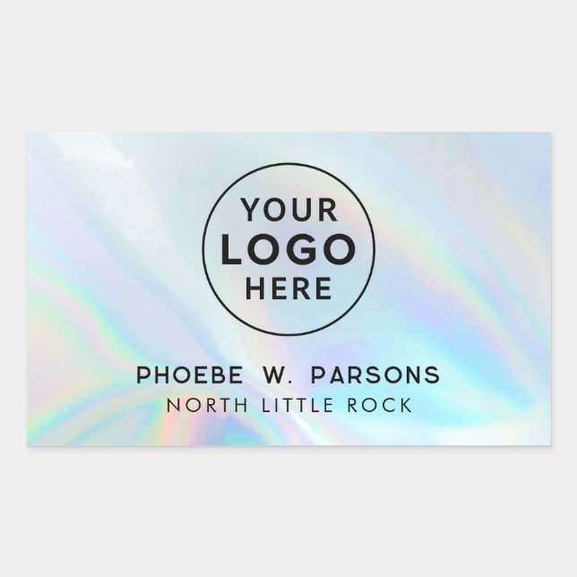 Modern Iridescent Business Logo Custom Rectangular Sticker (Front)
