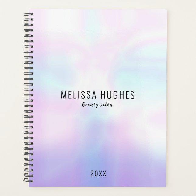 Modern Iridescent Calligraphy Script Business Planner (Front)