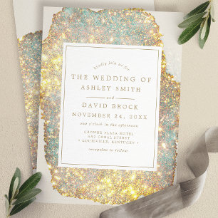 Modern Iridescent Glitter Wedding Invitation