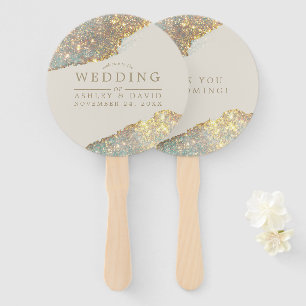 Modern Iridescent Holographic Glitter Wedding Hand Fan