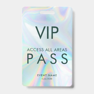 Modern Iridescent Holographic VIP All Access Pass ID Badge