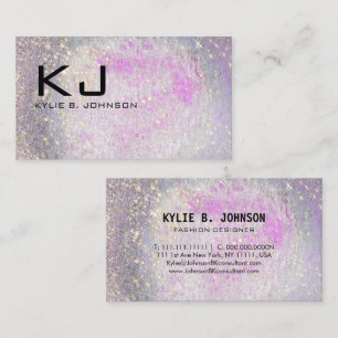 Modern Iridescent Luxury Sparkle Monogrammed Name Business Card