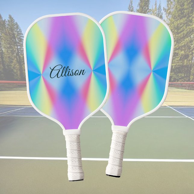 Modern iridescent pastel rainbow coloured  pickleball paddle (Creator Uploaded)