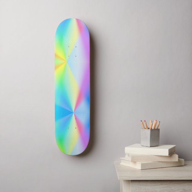 Modern iridescent pastel rainbow coloured skateboard (Wall Art)