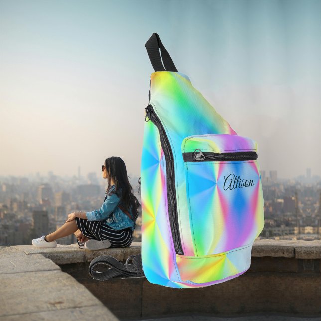 Modern iridescent pastel rainbow coloured sling bag (Creator Uploaded)