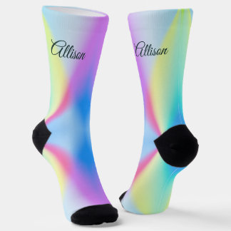 Modern iridescent pastel rainbow coloured socks