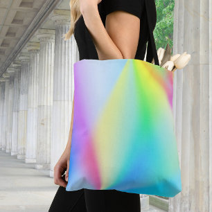 Modern iridescent pastel rainbow coloured tote bag
