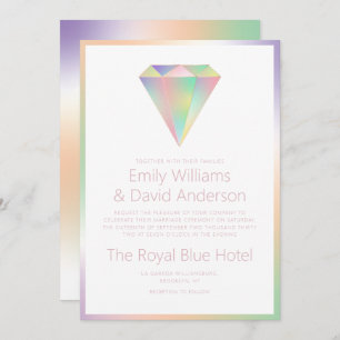 Modern Iridescent Rainbow Diamond Wedding  Invitation