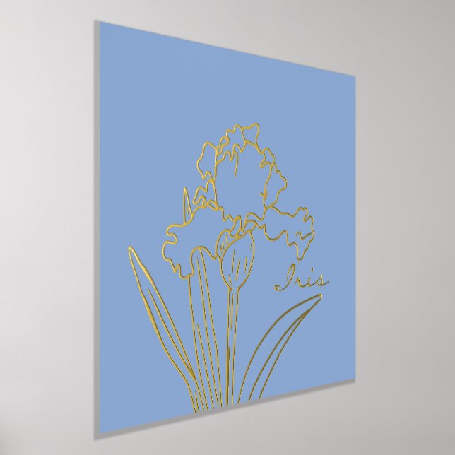 Modern Iris Flower Spring Floral Sketch  Foil Prints (Laydown)