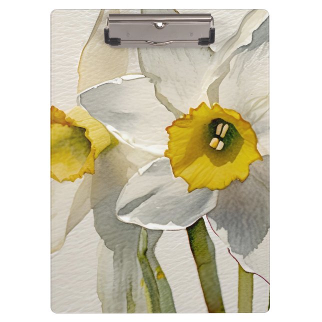 Modern Iris Watercolor Flowers Clipboard (Front)