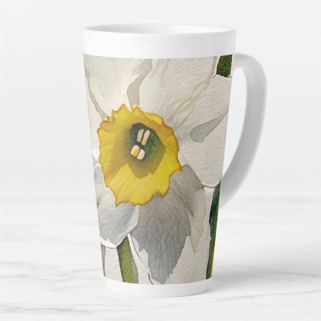 Modern Iris Watercolor Flowers Latte Mug (Right Angle)