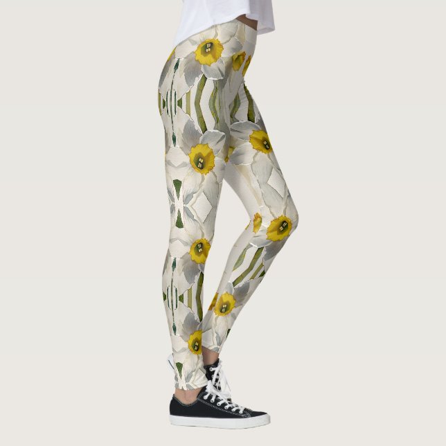 Modern Iris Watercolor Flowers Leggings (Right)