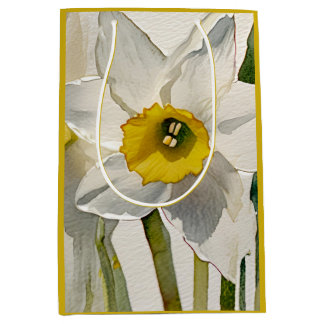 Modern Iris Watercolor Flowers Medium Gift Bag