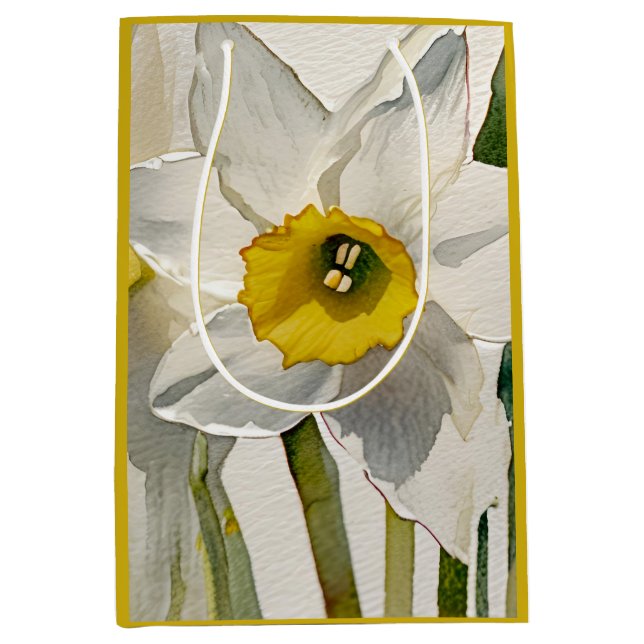 Modern Iris Watercolor Flowers Medium Gift Bag (Front)