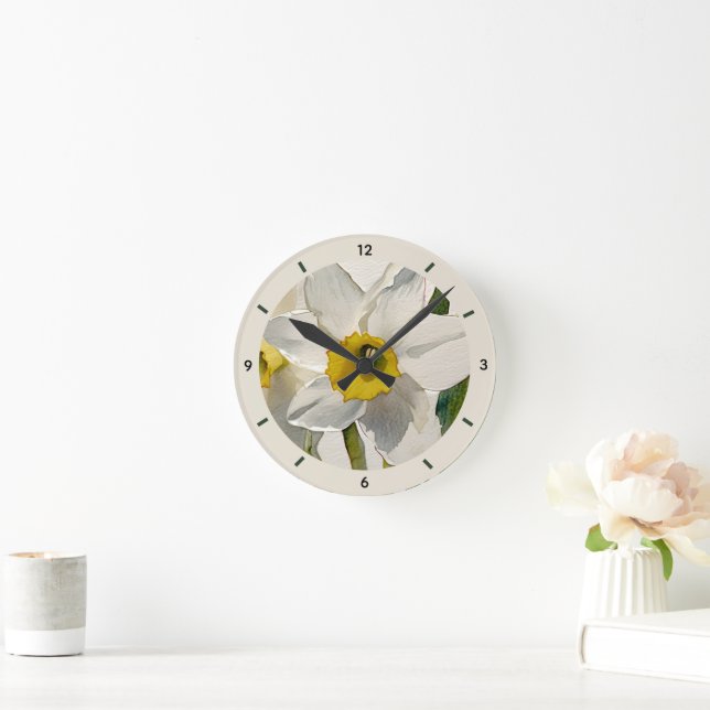 Modern Iris Watercolor Flowers Round Clock (Home)
