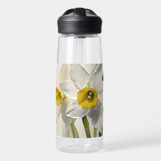 Modern Iris Watercolor Flowers Water Bottle