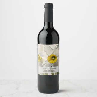 Modern Iris Watercolor Flowers Wine Label