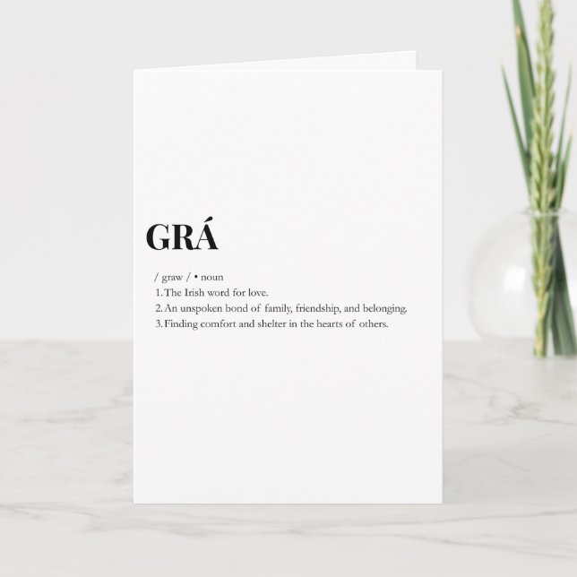 Modern Irish Grá Love Meaning  Card (Front)