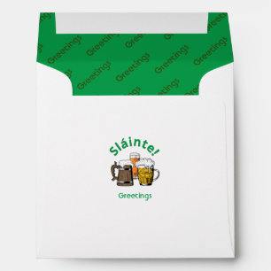 Modern Irish Sláinte! Cartoon Beer Green Square Envelope