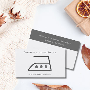 Modern Ironing Clothes Laundry Service Grey white Business Card