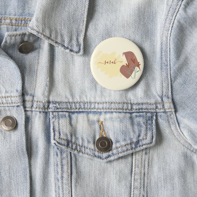 Modern Islamic Abstract Minimal Monogram Name 6 Cm Round Badge (In Situ)