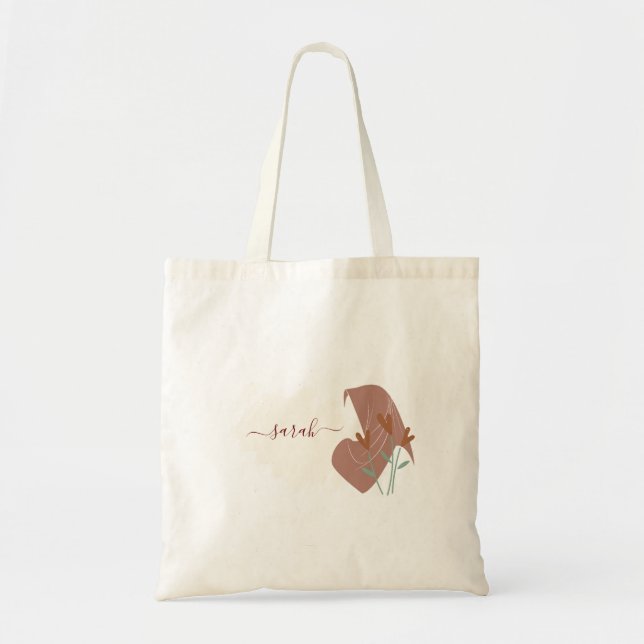 Modern Islamic Abstract Minimal Monogram Name Tote Bag (Front)