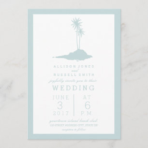 Modern Island Beach Wedding Invitation - Blue