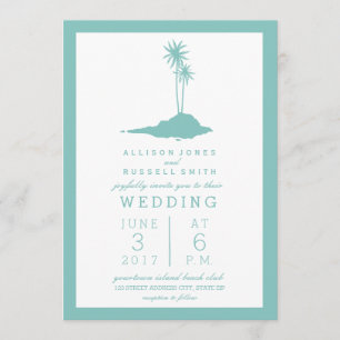 Modern Island Beach Wedding Invitation - Teal