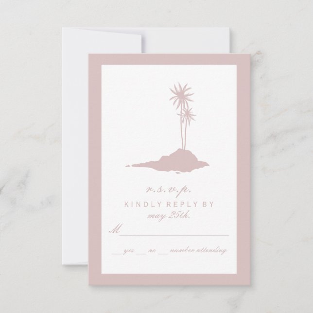 Modern Island Beach Wedding RSVP - Blush (Front)