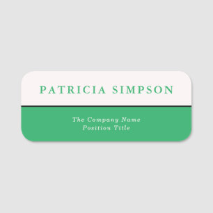 Modern Island Green Pearly White Professional Name Tag