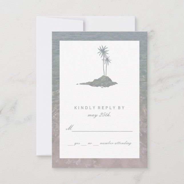 Modern Island Water Beach Wedding RSVP (Front)