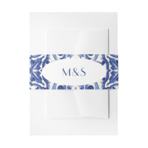 Modern Italian Blue La Dolce vita Invitation Belly Band