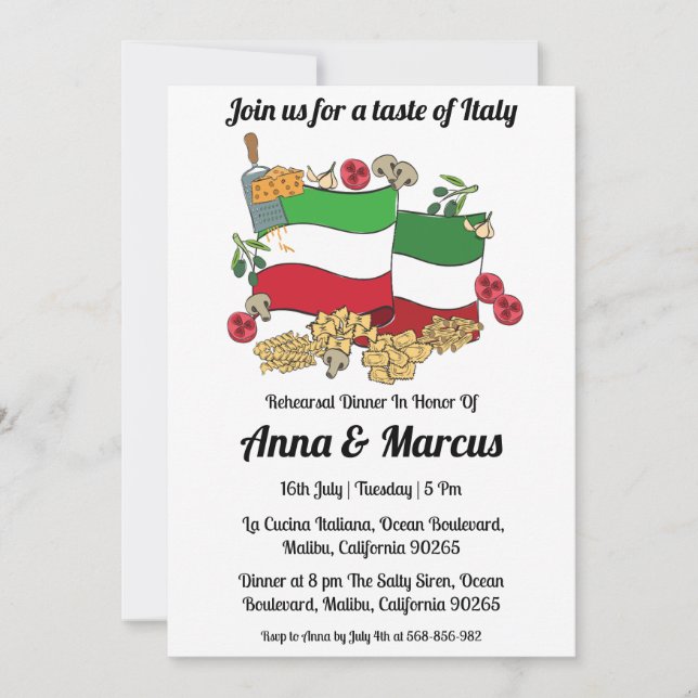 Modern italian dinner invitation (Front)
