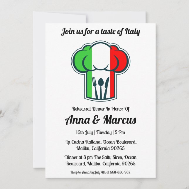 Modern italian dinner invitation (Front)